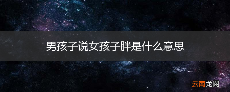男孩子说女孩子胖是什么意思