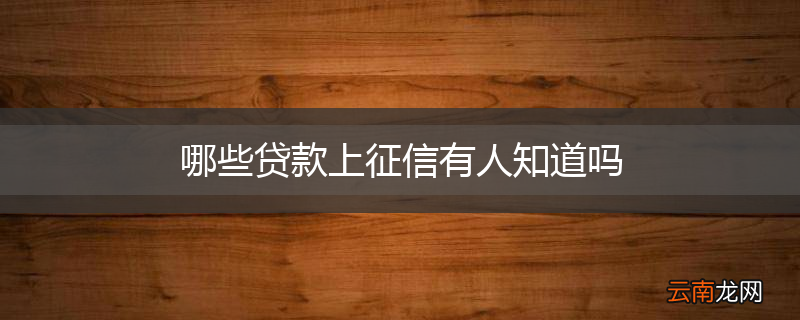 哪些贷款上征信有人知道吗