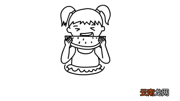 吃西瓜的女孩简笔画怎么画吃西瓜的女孩简笔画步骤