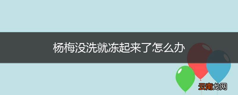 杨梅没洗就冻起来了怎么办