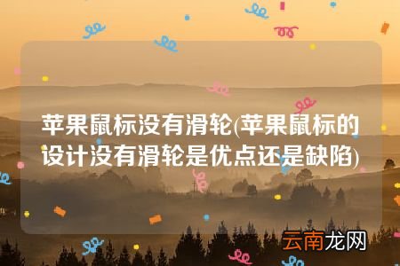 苹果鼠标的设计没有滑轮是优点还是缺陷 苹果鼠标没有滑轮