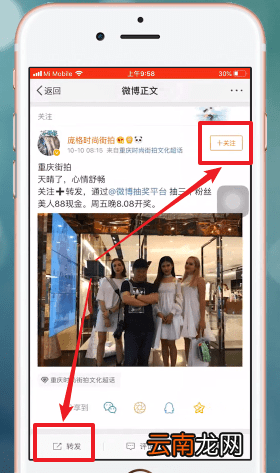微博中转发加关注具体操作方法