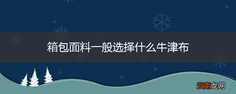 箱包面料一般选择什么牛津布