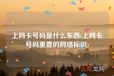 上网卡号码重要的网络标识 上网卡号码是什么东西