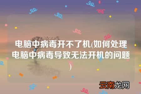 如何处理电脑中病毒导致无法开机的问题 电脑中病毒开不了机