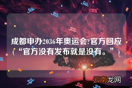 “官方没有发布就是没有。” 成都申办2036年奥运会?官方回应