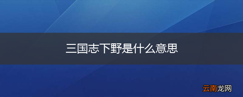 三国志下野是什么意思