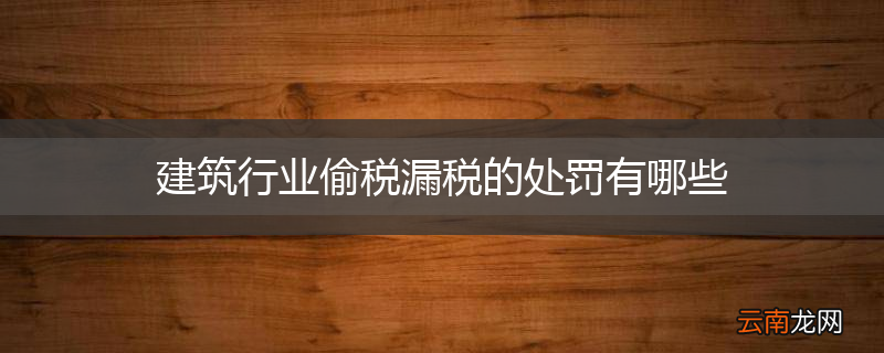 建筑行业偷税漏税的处罚有哪些