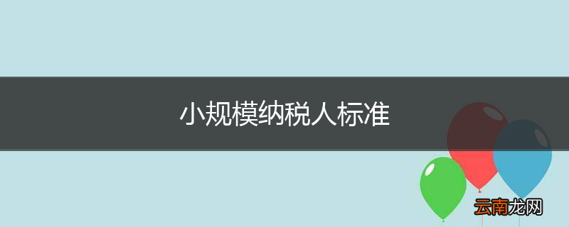 小规模纳税人标准