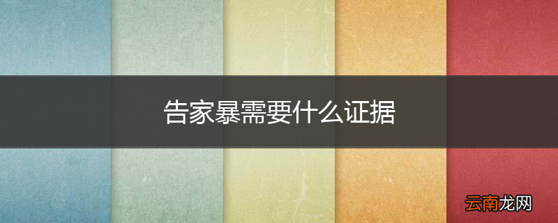 告家暴需要什么证据