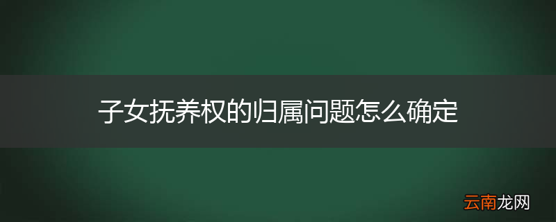 子女抚养权的归属问题怎么确定