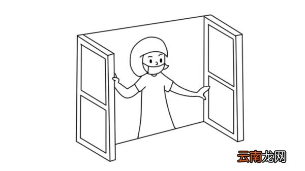 抗击疫情 开窗通风简笔画