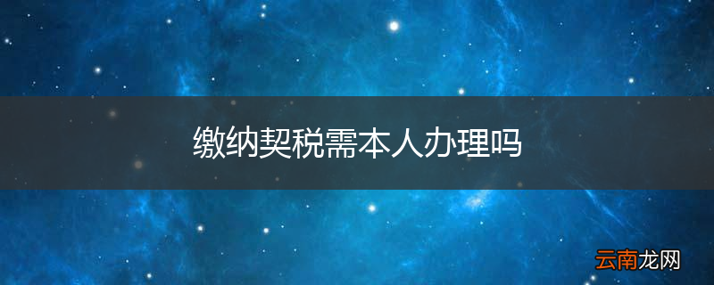 缴纳契税需本人办理吗