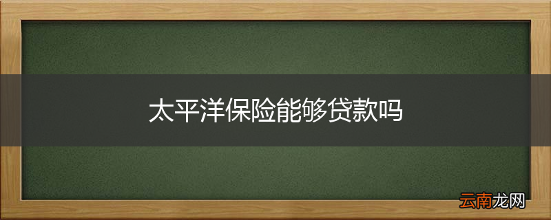 太平洋保险能够贷款吗