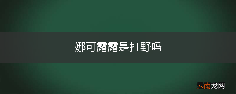 娜可露露是打野吗