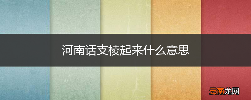 河南话支棱起来什么意思