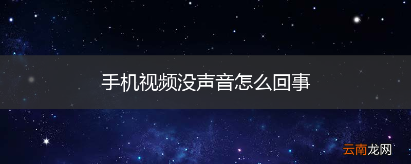 手机视频没声音怎么回事