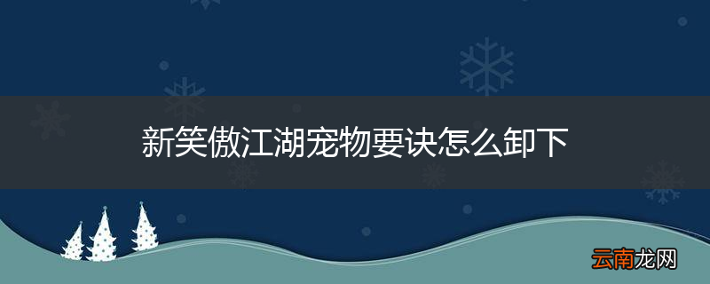 新笑傲江湖宠物要诀怎么卸下