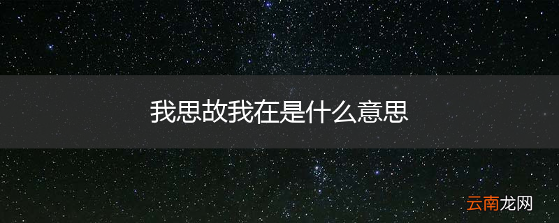 我思故我在是什么意思