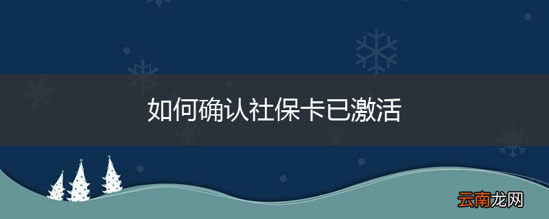 如何确认社保卡已激活