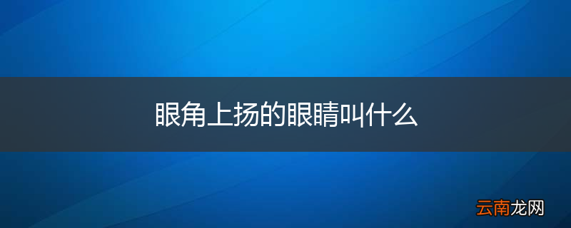 眼角上扬的眼睛叫什么