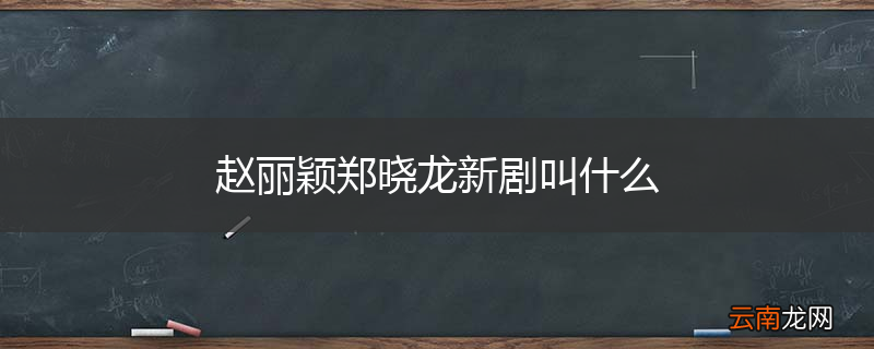 赵丽颖郑晓龙新剧叫什么