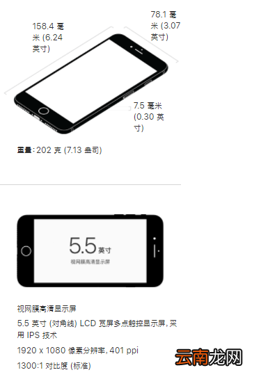 苹果8plus长宽高