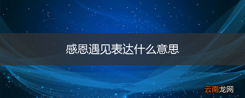 感恩遇见表达什么意思