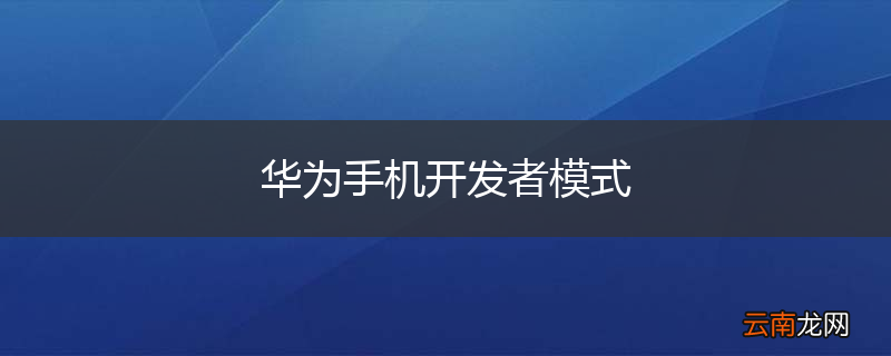 华为手机开发者模式