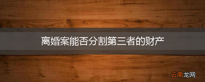 离婚案能否分割第三者的财产