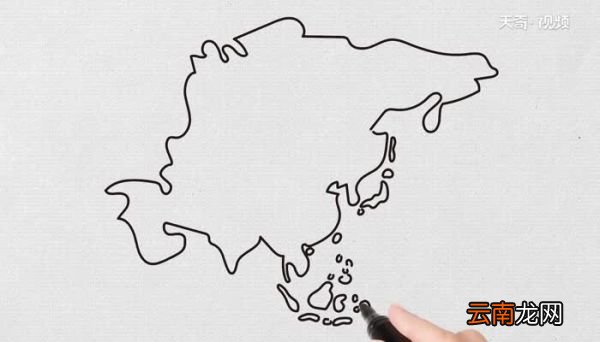 亚洲轮廓图简笔画怎么画亚洲轮廓图简笔画画法