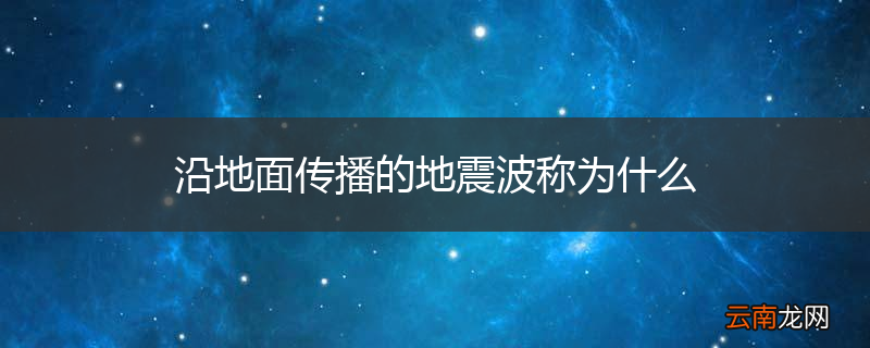 沿地面传播的地震波称为什么