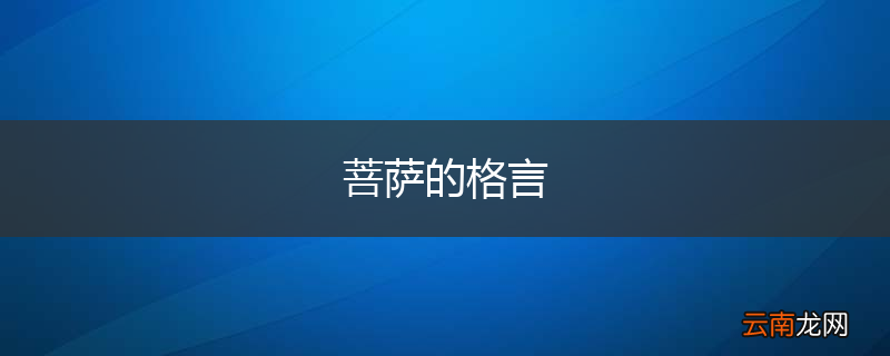 菩萨的格言