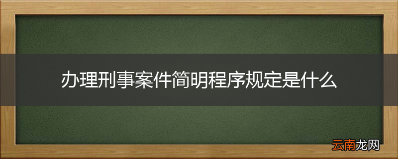 办理刑事案件简明程序规定是什么