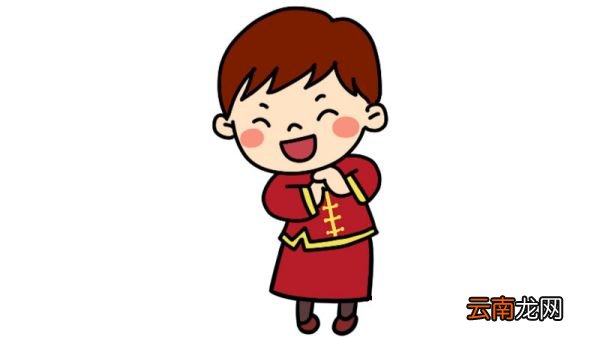 春节小男孩拜年简笔画