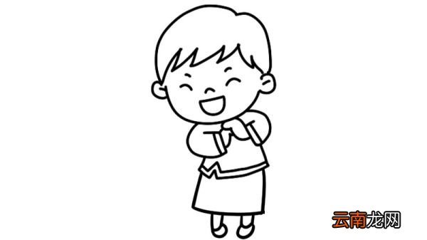 春节小男孩拜年简笔画