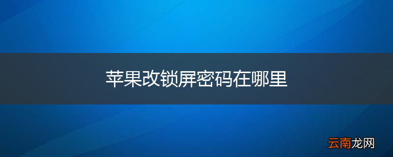苹果改锁屏密码在哪里