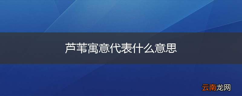 芦苇寓意代表什么意思
