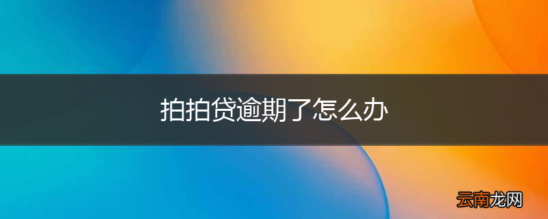 拍拍贷逾期了怎么办