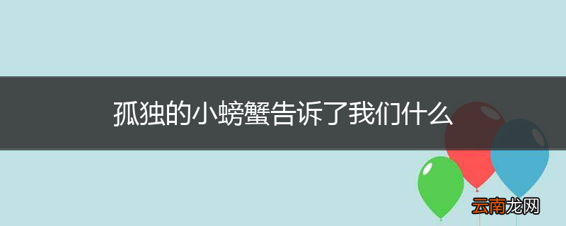 孤独的小螃蟹告诉了我们什么