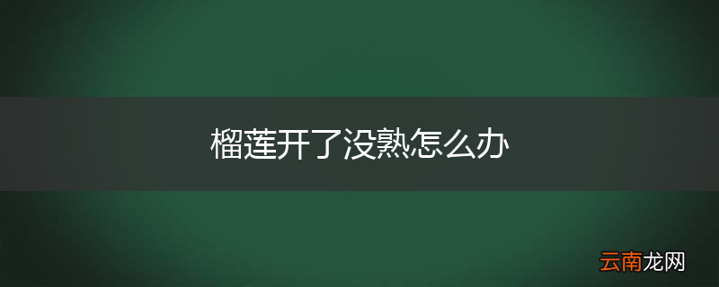 榴莲开了没熟怎么办