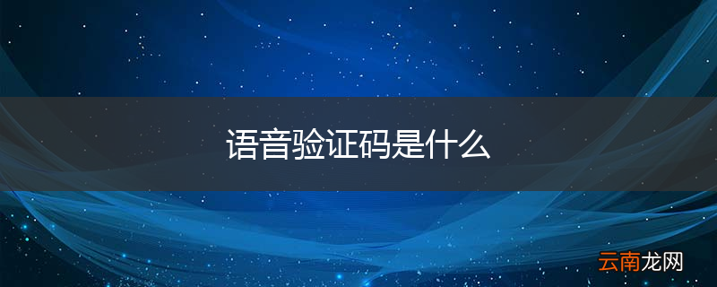 语音验证码是什么