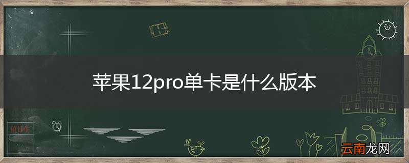 苹果12pro单卡是什么版本