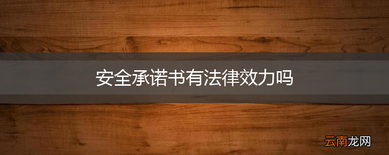 安全承诺书有法律效力吗