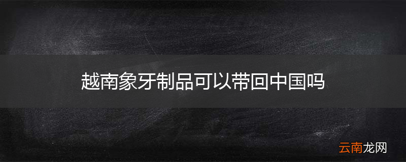 越南象牙制品可以带回中国吗