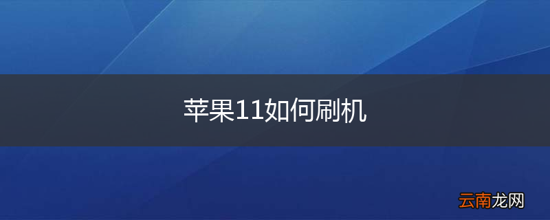 苹果11如何刷机
