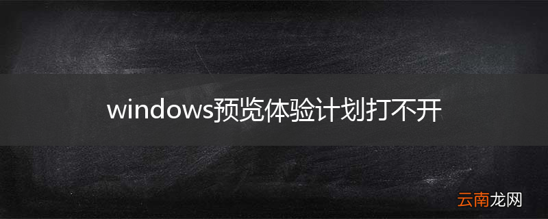 windows预览体验计划打不开