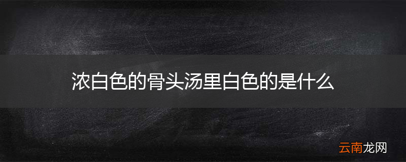 浓白色的骨头汤里白色的是什么