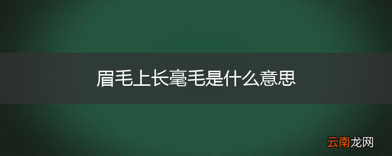 眉毛上长毫毛是什么意思