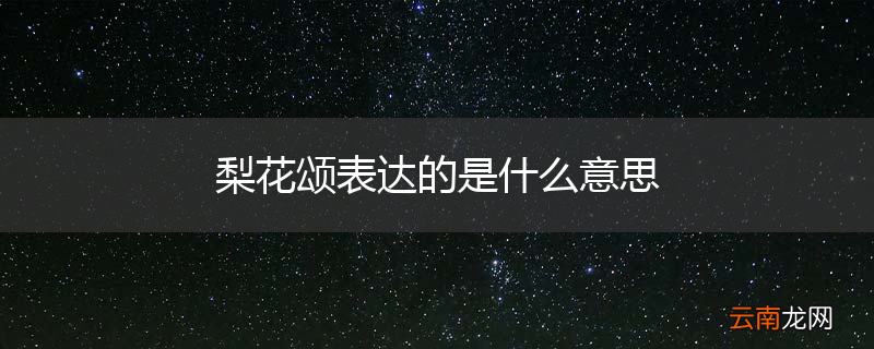 梨花颂表达的是什么意思